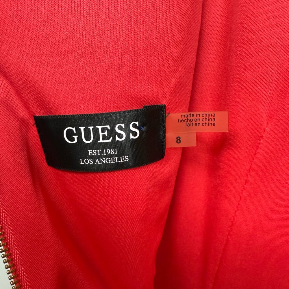 GUESS Red Mesh-Panel Bodycon Mini Dress - Picture 6 of 8